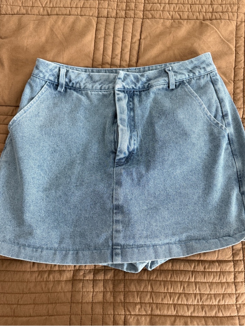 Entro Light Blue Denim Mini Skort with Front Pockets - Size S